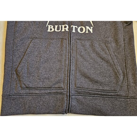 Burton Medium Full Zip Hoodie Gray w White Logo Snowboarding Outdoor - Picture 3 of 13